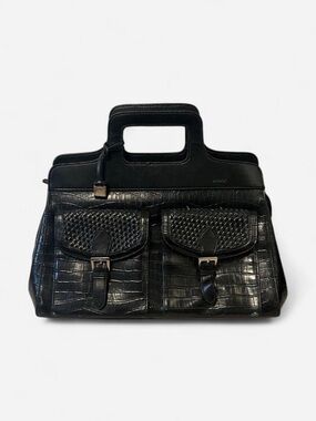 Vintage Mexx Black Woven-Detail Leather Bag